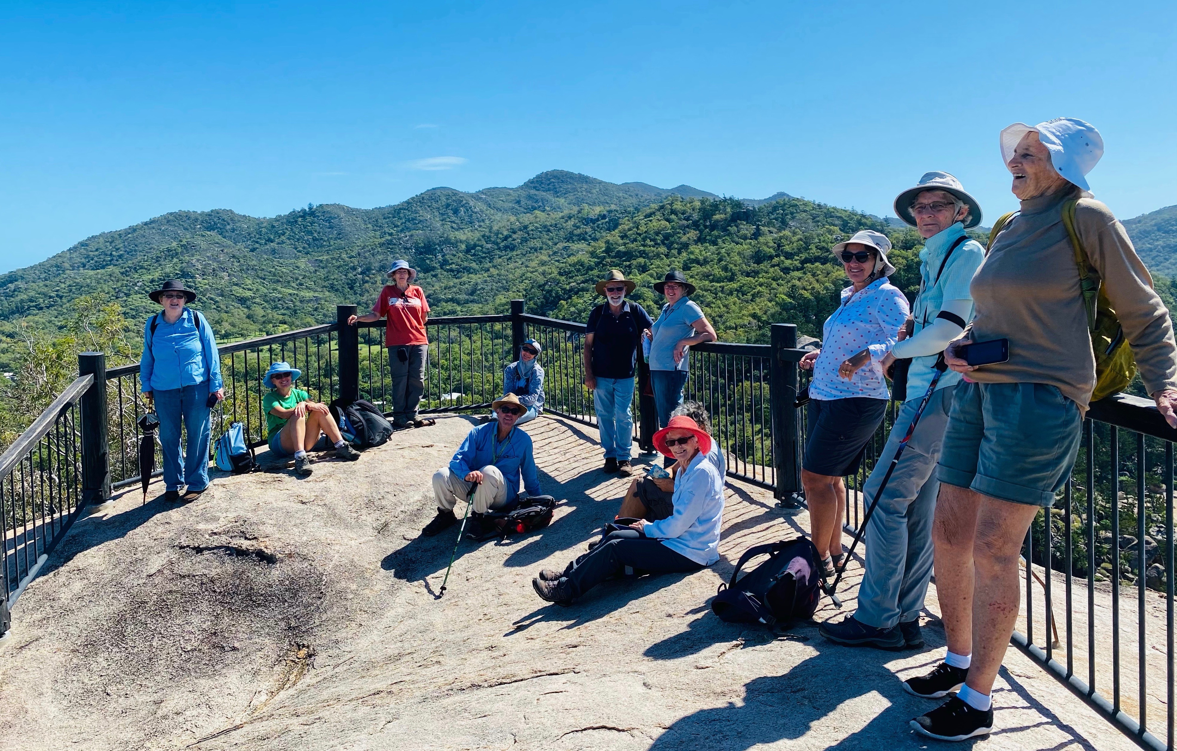 Oh, what a feeling! Branch members atop a Magnetic Island's headland. Photo Ishara Unawela.